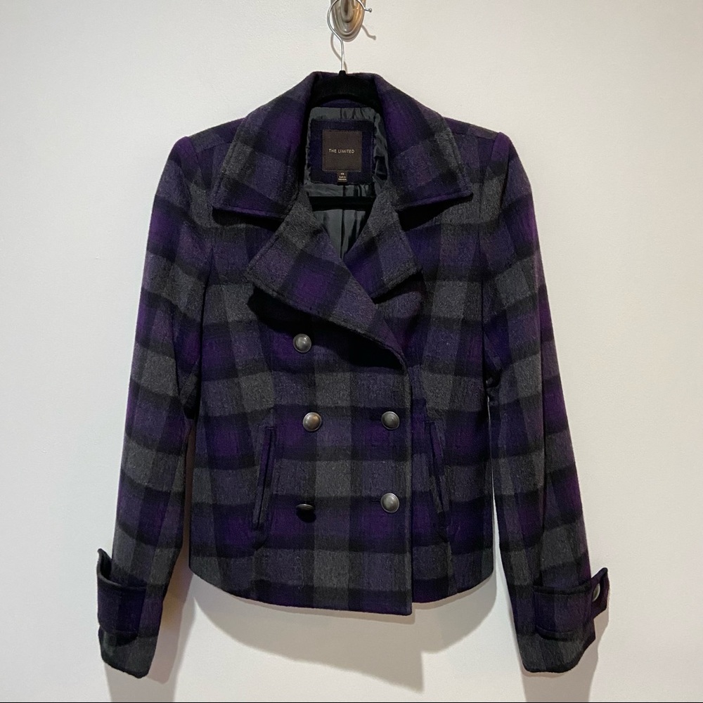 The Limited Purple, Black & Grey Plaid Jacket Size XS